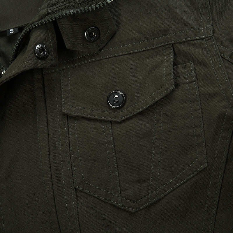 Herren Canvas-Fieldjacke mit Stehkragen und multifunktionalen Taschen