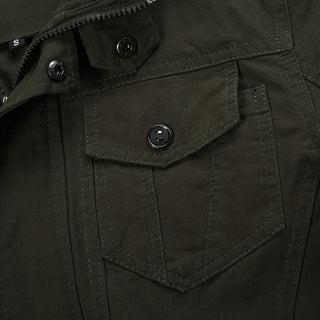 Herren Canvas-Fieldjacke mit Stehkragen und multifunktionalen Taschen