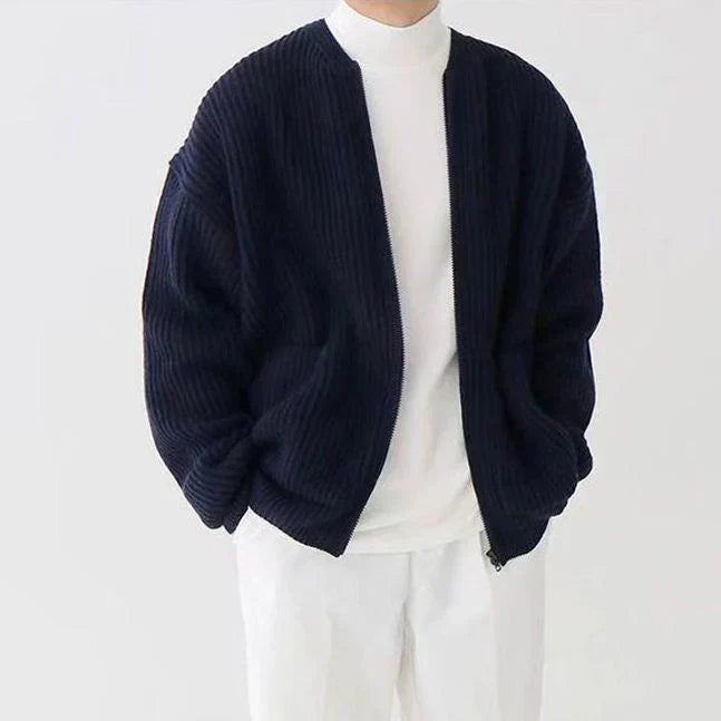 Seth - Fein gestrickter Herrenpullover mit Reißverschluss