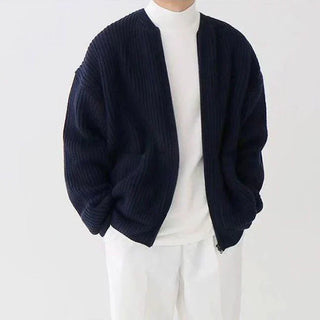Seth - Fein gestrickter Herrenpullover mit Reißverschluss
