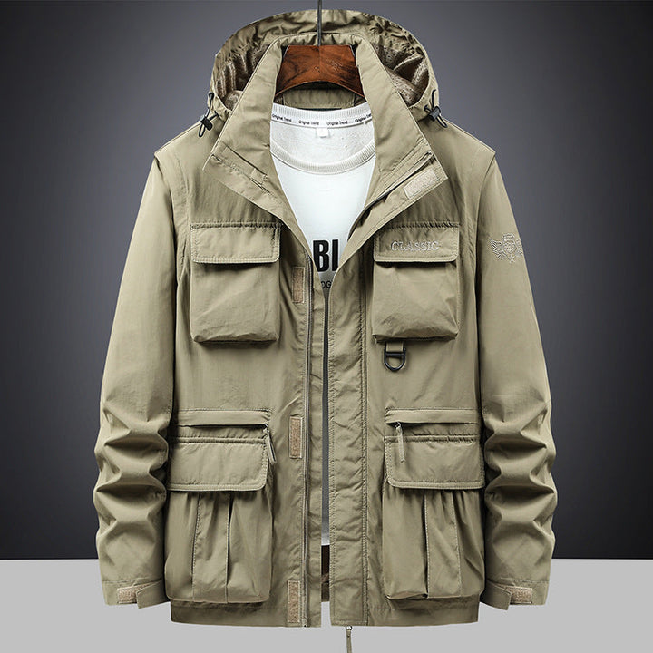 Herren Fieldjacke mit Kapuze und Multifunktionstaschen