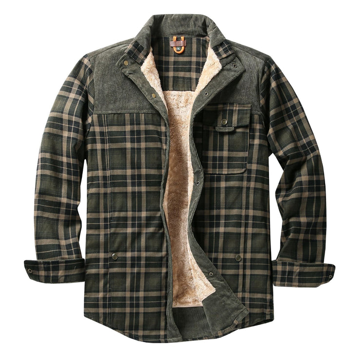 Herren Hemdjacke mit Karomuster und Taschen