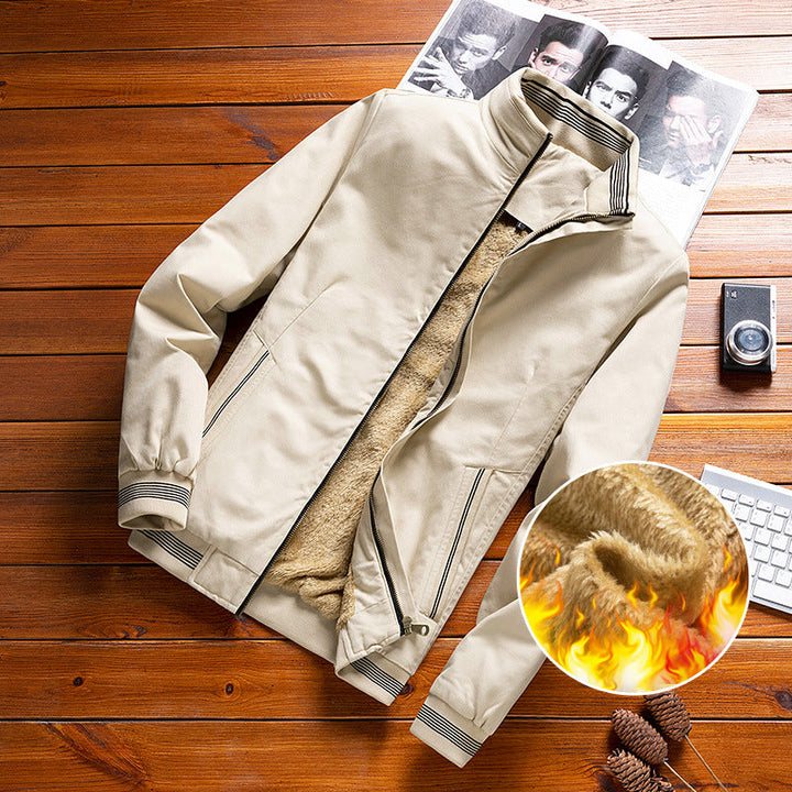 Herren Bomberjacke mit Teddyfutter und Reißverschlusstaschen