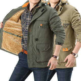 Herren Langarmjacke mit Kapuze, Knöpfen und Taschen