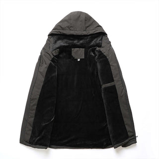 Herren winddichte Softshelljacke mit verstellbarer Kapuze und Innenfutter