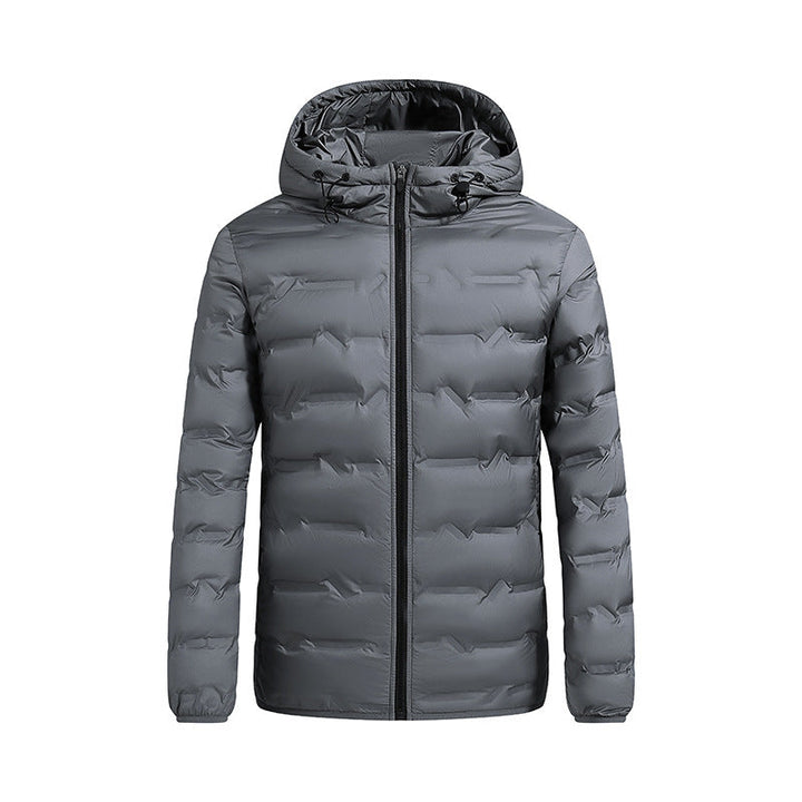 Herren ultraleichte Steppjacke mit Kapuze und Windschutzleiste