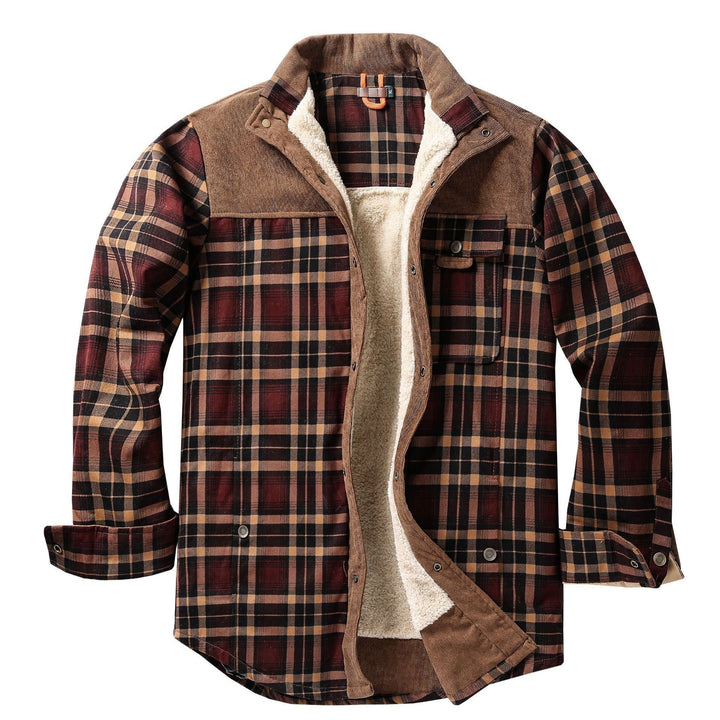 Herren Hemdjacke mit Karomuster und Taschen