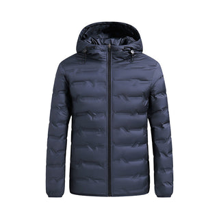 Herren ultraleichte Steppjacke mit Kapuze und Windschutzleiste