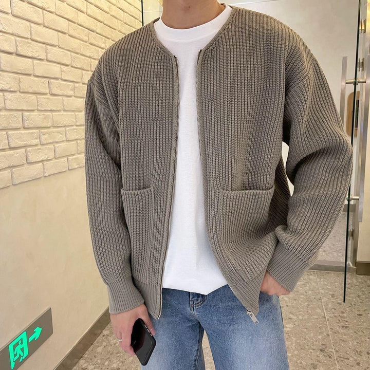 Seth - Fein gestrickter Herrenpullover mit Reißverschluss