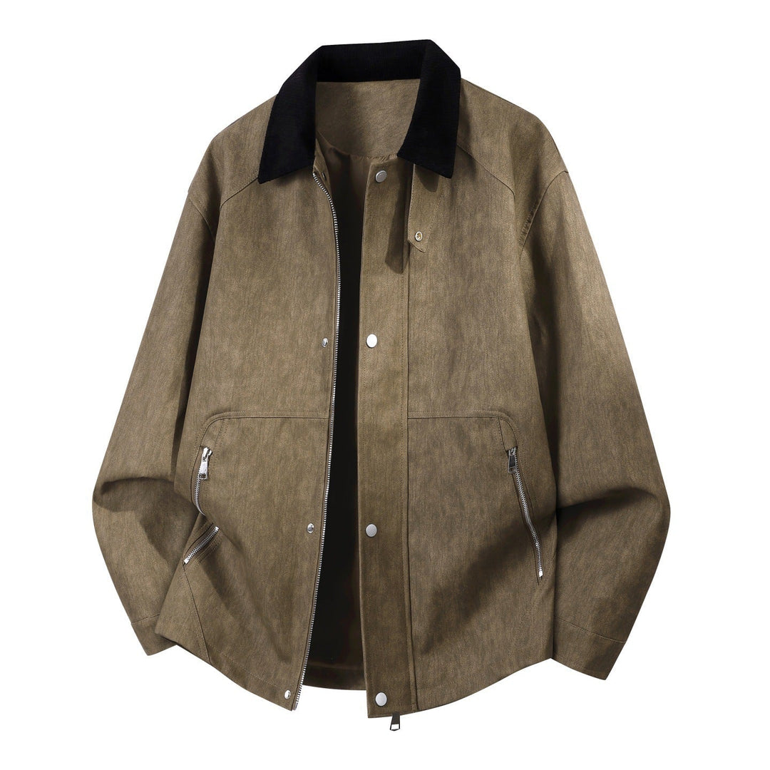 Herren Oversize-Harringtonjacke mit Cordkragen und Zwei-Wege-Reißverschluss