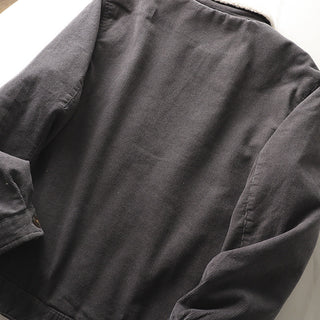Herren gefütterte Cordjacke mit Teddykragen und Knopfleiste