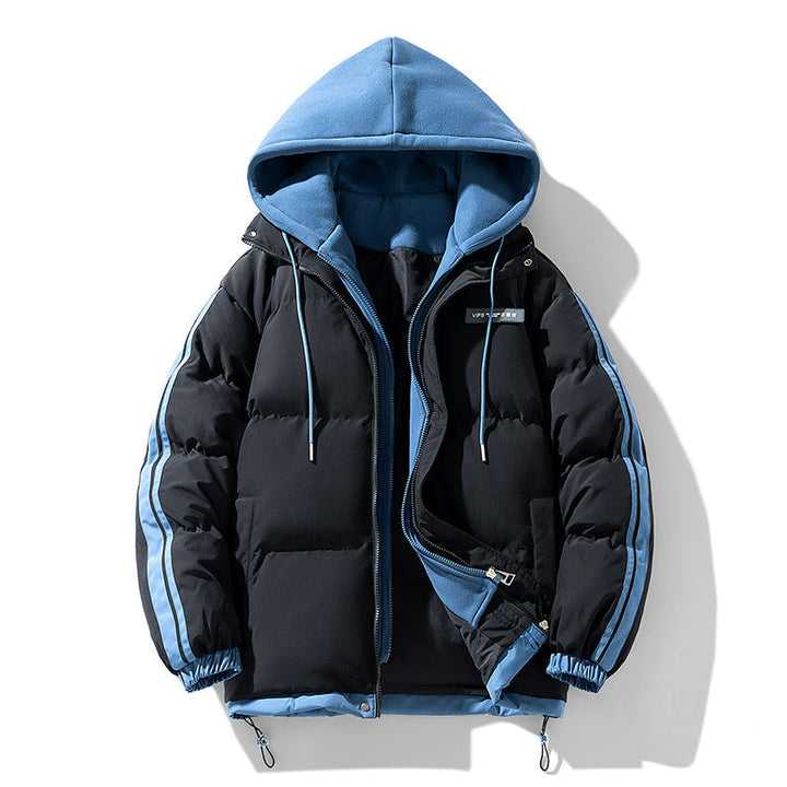 Herren wattierter Parka mit innenliegendem Hoodie und Zwei-Wege-Reißverschluss