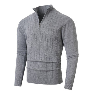 Herren Pullover mit Kabelstrickmuster und Stehkragen