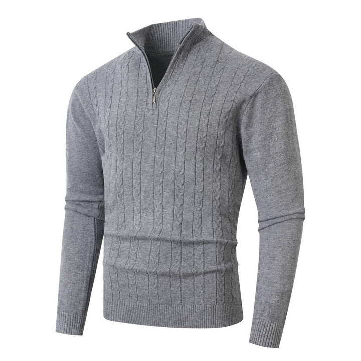 Herren Pullover mit Kabelstrickmuster und Stehkragen