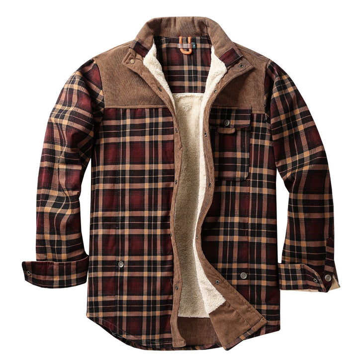 Herren Hemdjacke mit Karomuster und Taschen