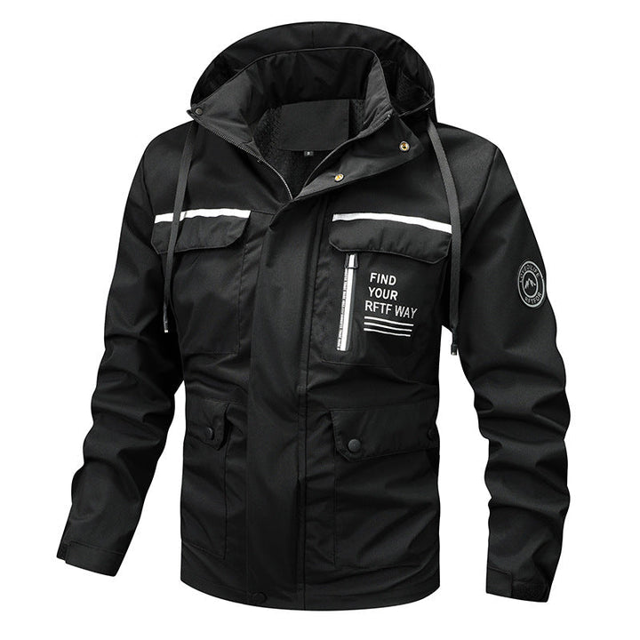 Herren wasserfeste Kapuzen-Regenjacke mit winddichter Membran