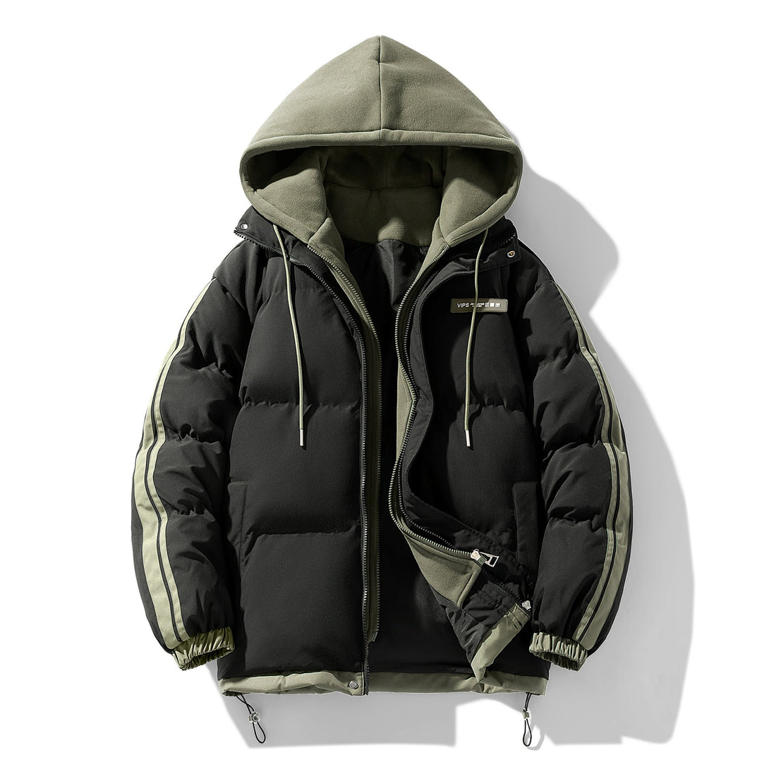 Herren wattierter Parka mit innenliegendem Hoodie und Zwei-Wege-Reißverschluss