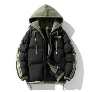Herren wattierter Parka mit innenliegendem Hoodie und Zwei-Wege-Reißverschluss