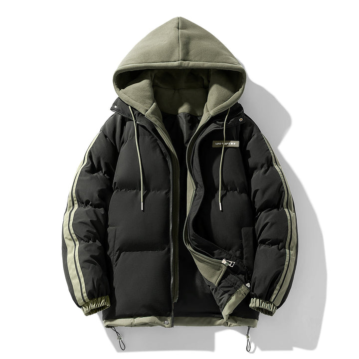 Herren wattierter Parka mit innenliegendem Hoodie und Zwei-Wege-Reißverschluss