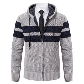 Herren gestreifte Kapuzenjacke mit Kordelzug und Taschen