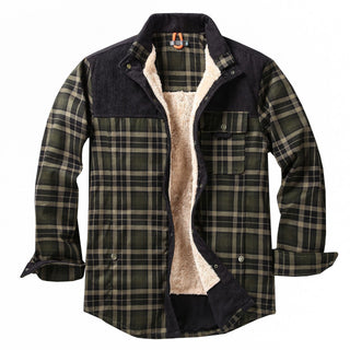 Herren Hemdjacke mit Karomuster und Taschen