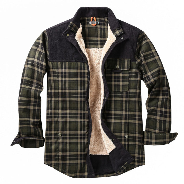 Herren Hemdjacke mit Karomuster und Taschen
