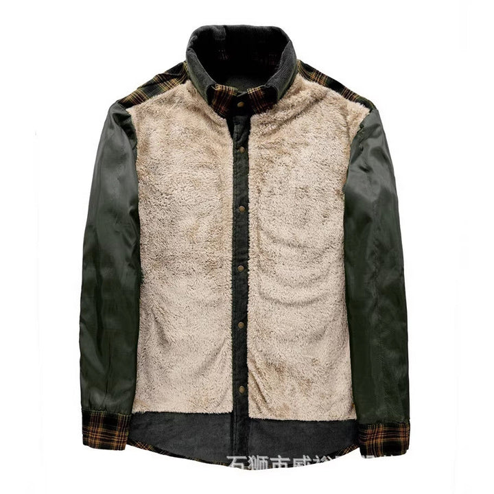 Herren Hemdjacke mit Karomuster und Taschen