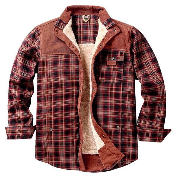 Herren Hemdjacke mit Karomuster und Taschen