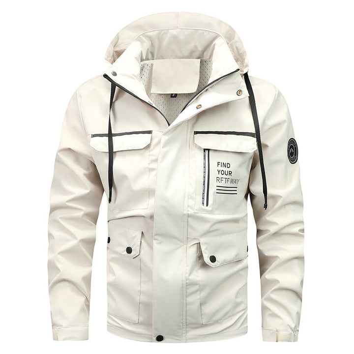 Herren wasserfeste Kapuzen-Regenjacke mit winddichter Membran