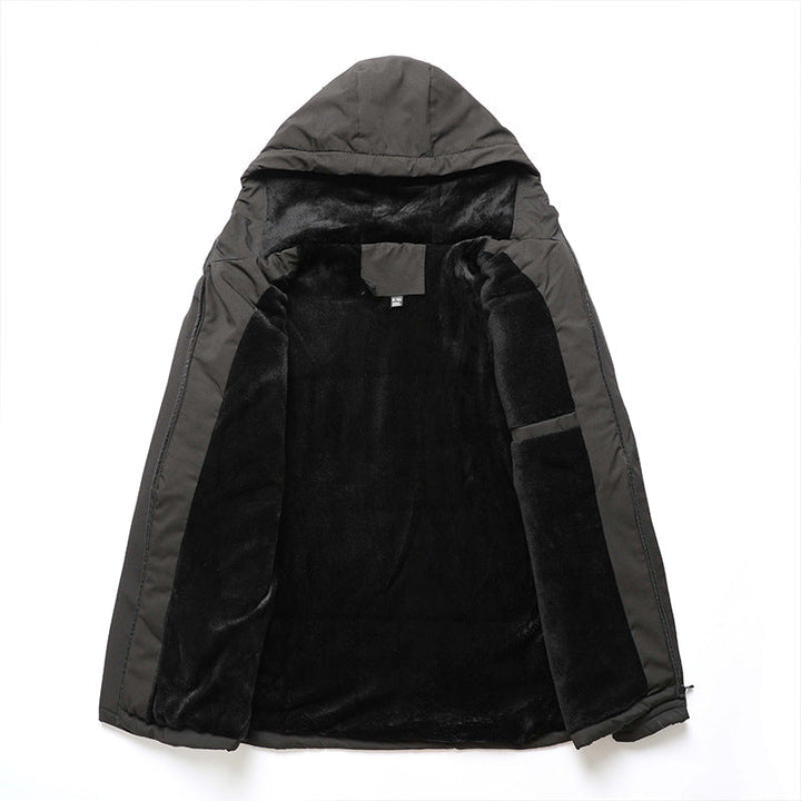 Herren gefütterte Softshelljacke mit Kapuze und Brusttasche