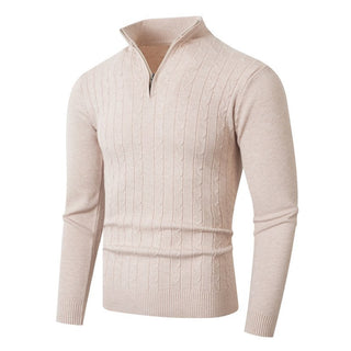 Herren Pullover mit Kabelstrickmuster und Stehkragen