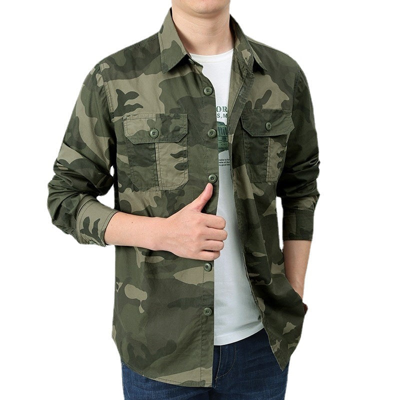 Herren Utility-Hemdjacke mit Klappbrusttaschen und geradem Schnitt