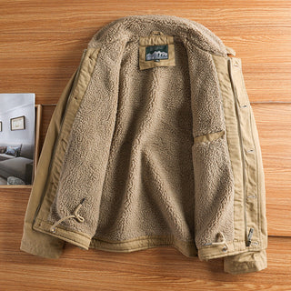 Herren Canvasjacke mit Teddykragen, Isolierfütterung und Kordelzug