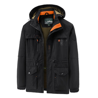 Herren wasserdichter und winddichter Outdoorparka mit abnehmbarer Kapuze