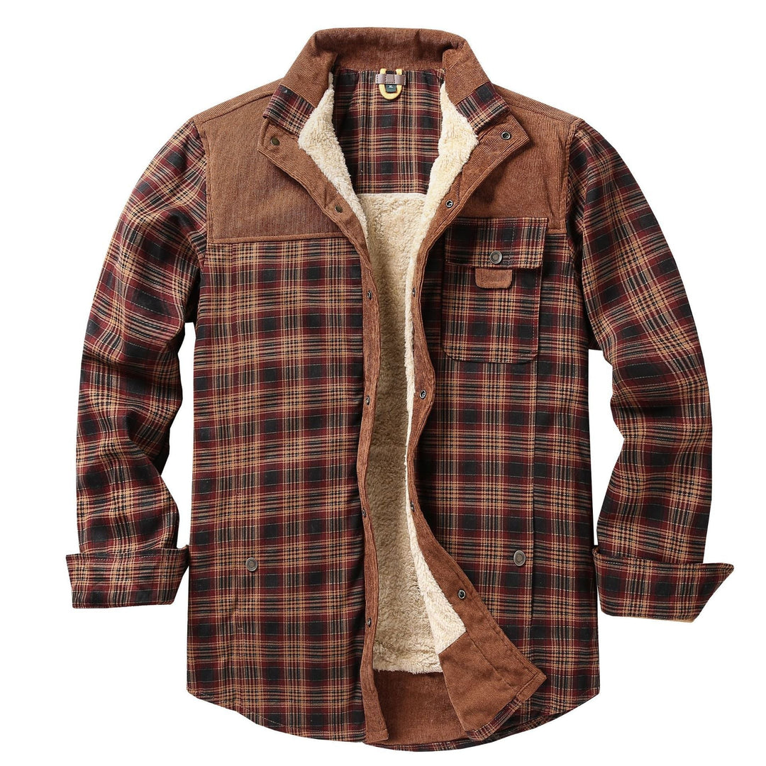 Herren Hemdjacke mit Karomuster und Taschen