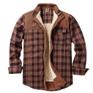 Herren Hemdjacke mit Karomuster und Taschen