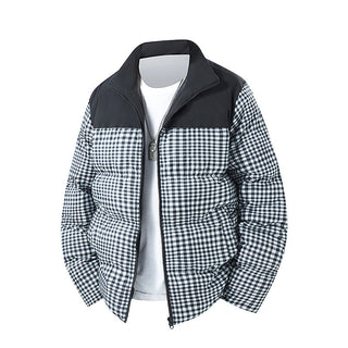 Herren Karierte Kurze Steppjacke mit Taschen