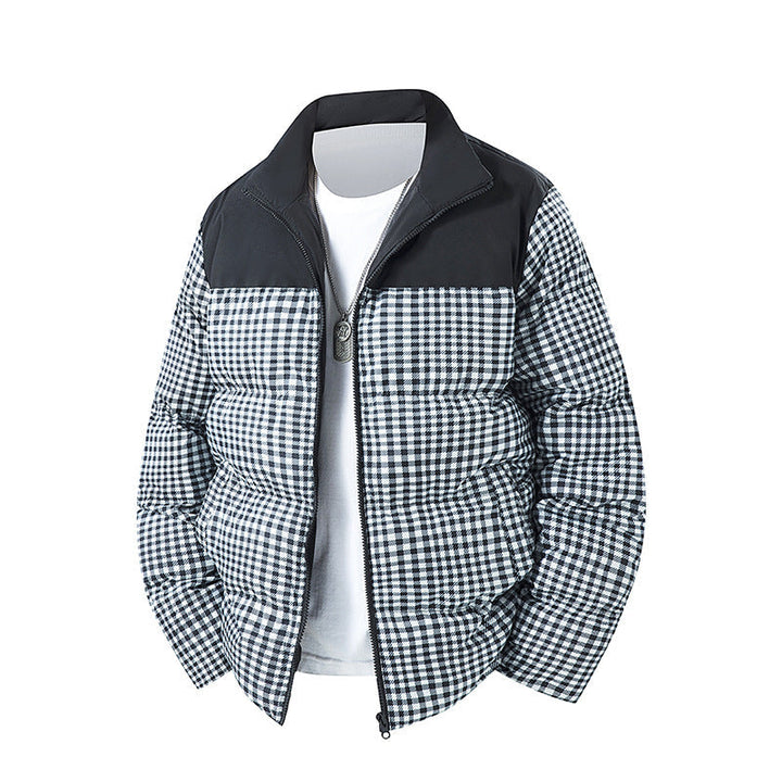 Herren Karierte Kurze Steppjacke mit Taschen