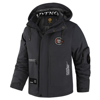 Herren wattierte Wind- und Wetterjacke mit Kapuze und Utility-Taschen