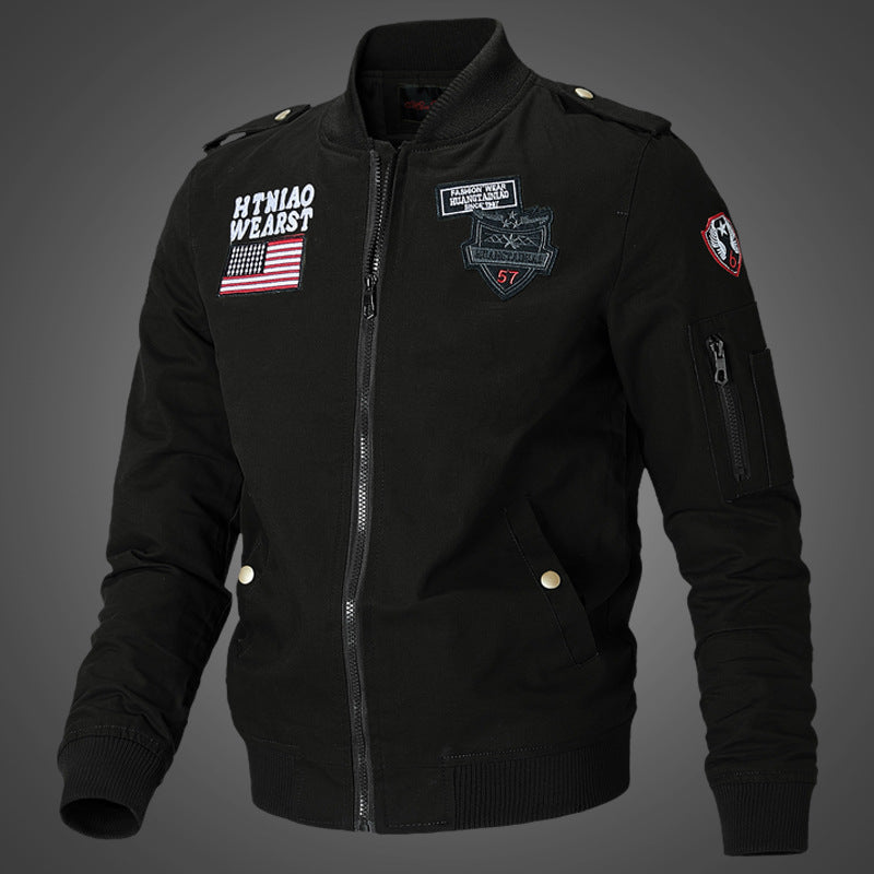 Herren Langarm Bomberjacke mit Taschen