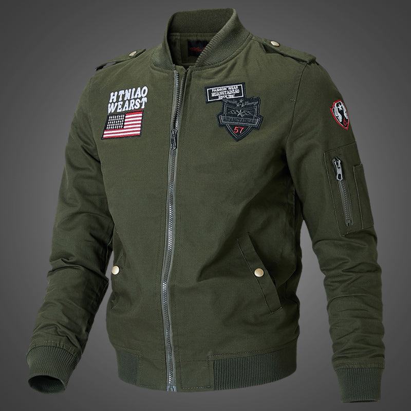 Herren Langarm Bomberjacke mit Taschen