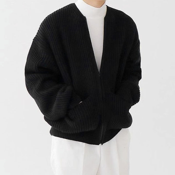 Seth - Fein gestrickter Herrenpullover mit Reißverschluss