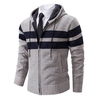 Herren gestreifte Kapuzenjacke mit Kordelzug und Taschen
