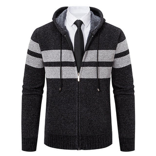 Herren gestreifte Kapuzenjacke mit Kordelzug und Taschen