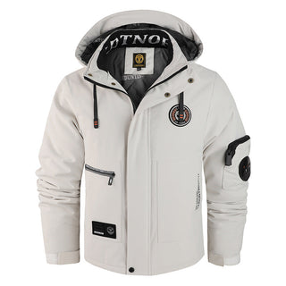 Herren wattierte Wind- und Wetterjacke mit Kapuze und Utility-Taschen