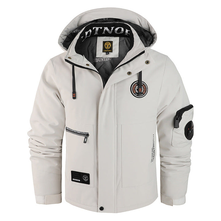 Herren wattierte Wind- und Wetterjacke mit Kapuze und Utility-Taschen