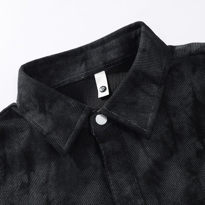 Herren Oversize-Hemdjacke in Acid-Wash-Optik mit Druckknopfverschluss