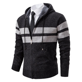 Herren gestreifte Kapuzenjacke mit Kordelzug und Taschen