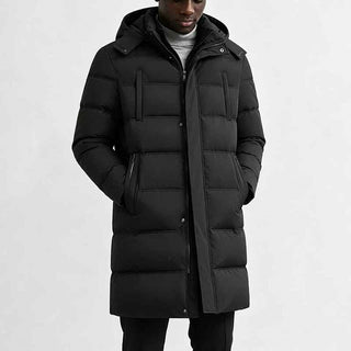 Herren Longline Pufferjacke mit Kapuze und Taschen