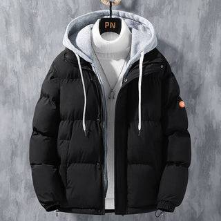 Herren wattierte Steppjacke mit Kapuze und Zwei-Wege-Reißverschluss
